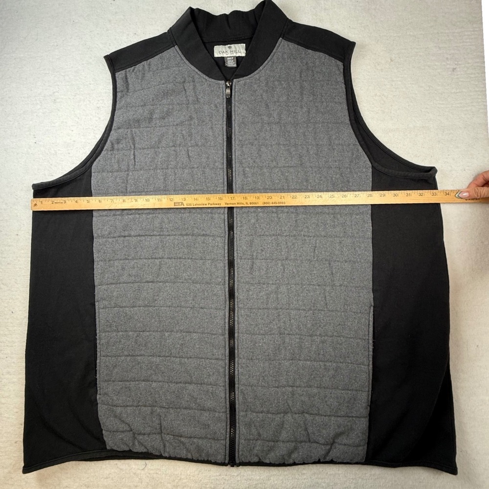 Oak Hill Mens 5XLT Quilted Front Full Zip Vest Gray Black Wool Blend Big & Tall